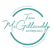 A circle with the words tara mcgillicuddy astrology written in it.